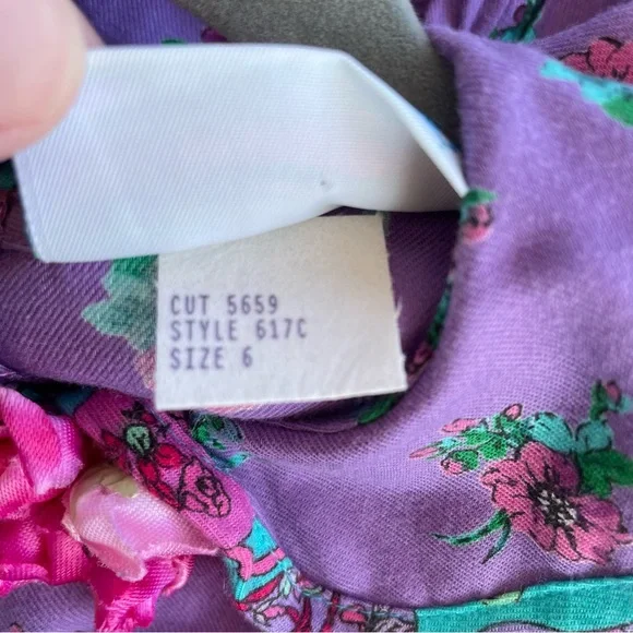 VINTAGE Mousefeathers Purple Floral Dress Size 6 - Picture 4 of 6